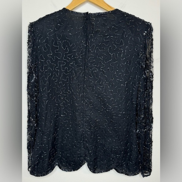 Stenay Women’s Vintage Black Beaded V-Neck Blouse Size M - Picture 3 of 11